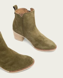 Botines De Tacón Kaki Con Cremallera Nery