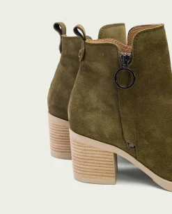 Botines De Tacón Kaki Con Cremallera Nery