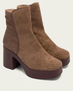 Botines De Tacón Moka Con Cremallera Leta