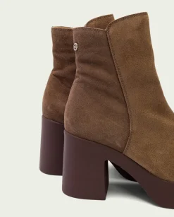 Botines De Tacón Moka Con Cremallera Leta