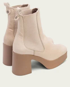 Botines De Tacón Taupe Con Elasticos Laura