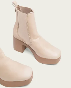 Botines De Tacón Taupe Con Elasticos Laura