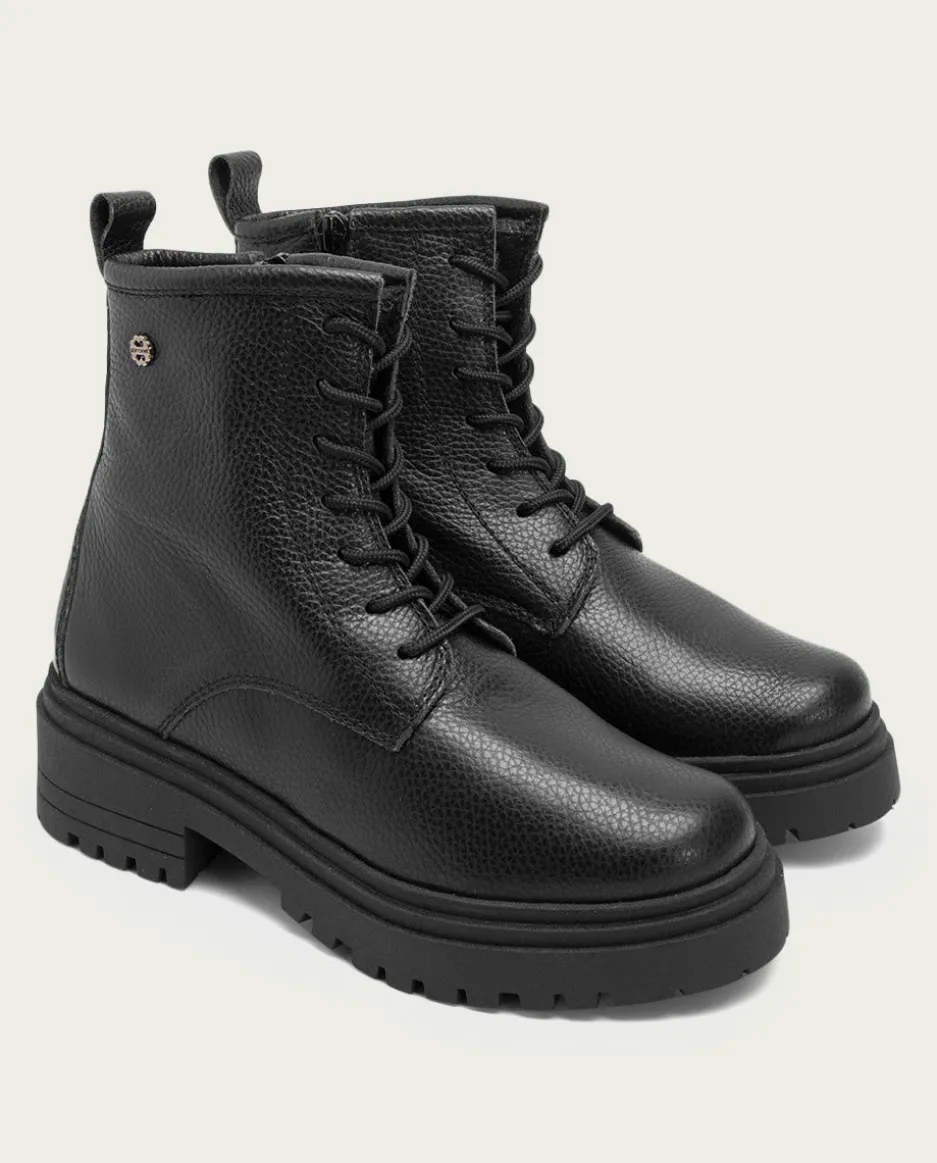 Botines Piel Negros Acordonados Simona