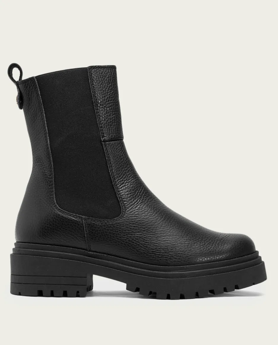 Botines Piel Negros Con Elasticos Shelby