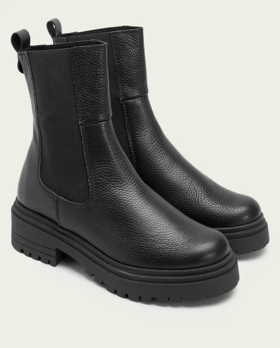 Botines Piel Negros Con Elasticos Shelby