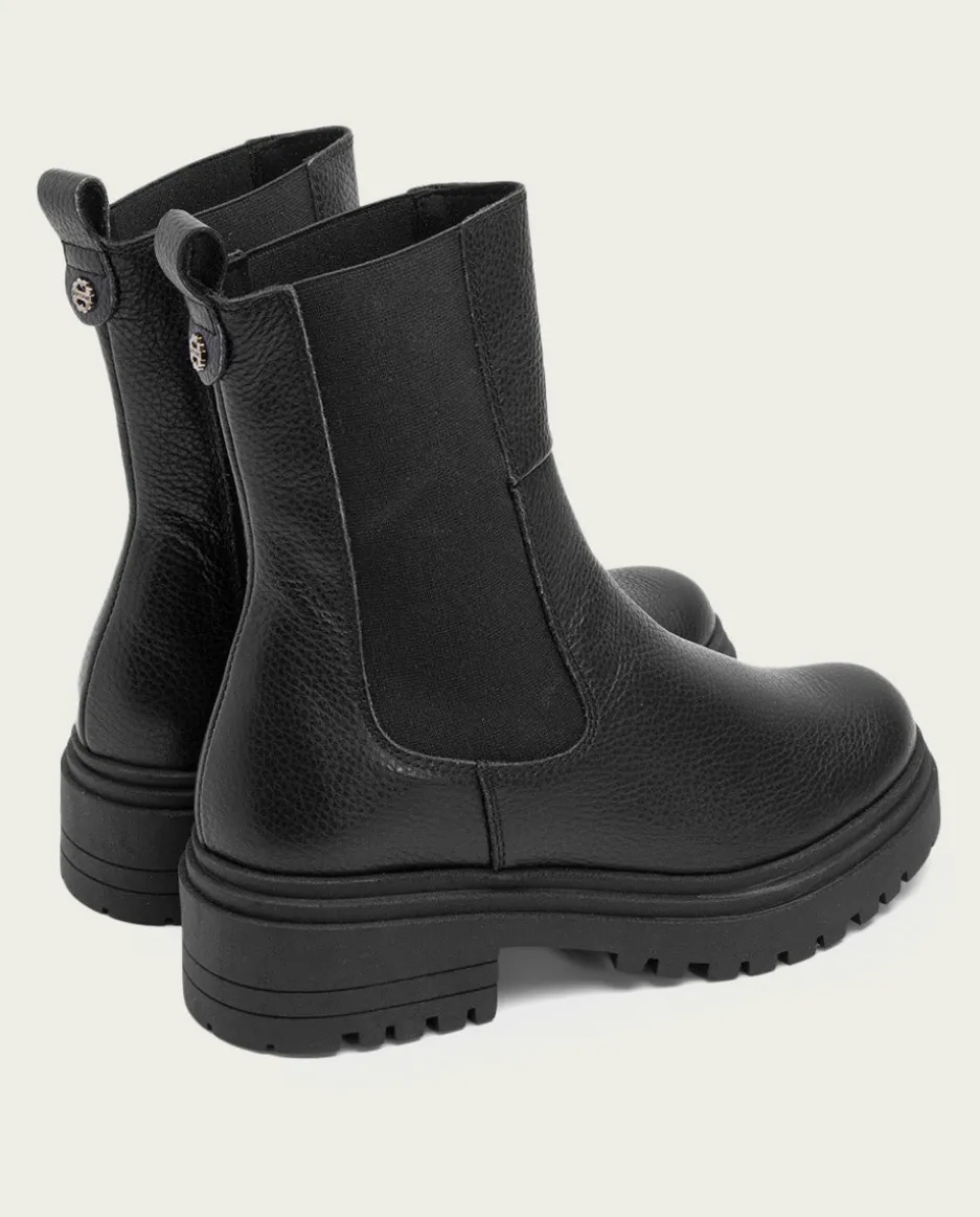 Botines Piel Negros Con Elasticos Shelby