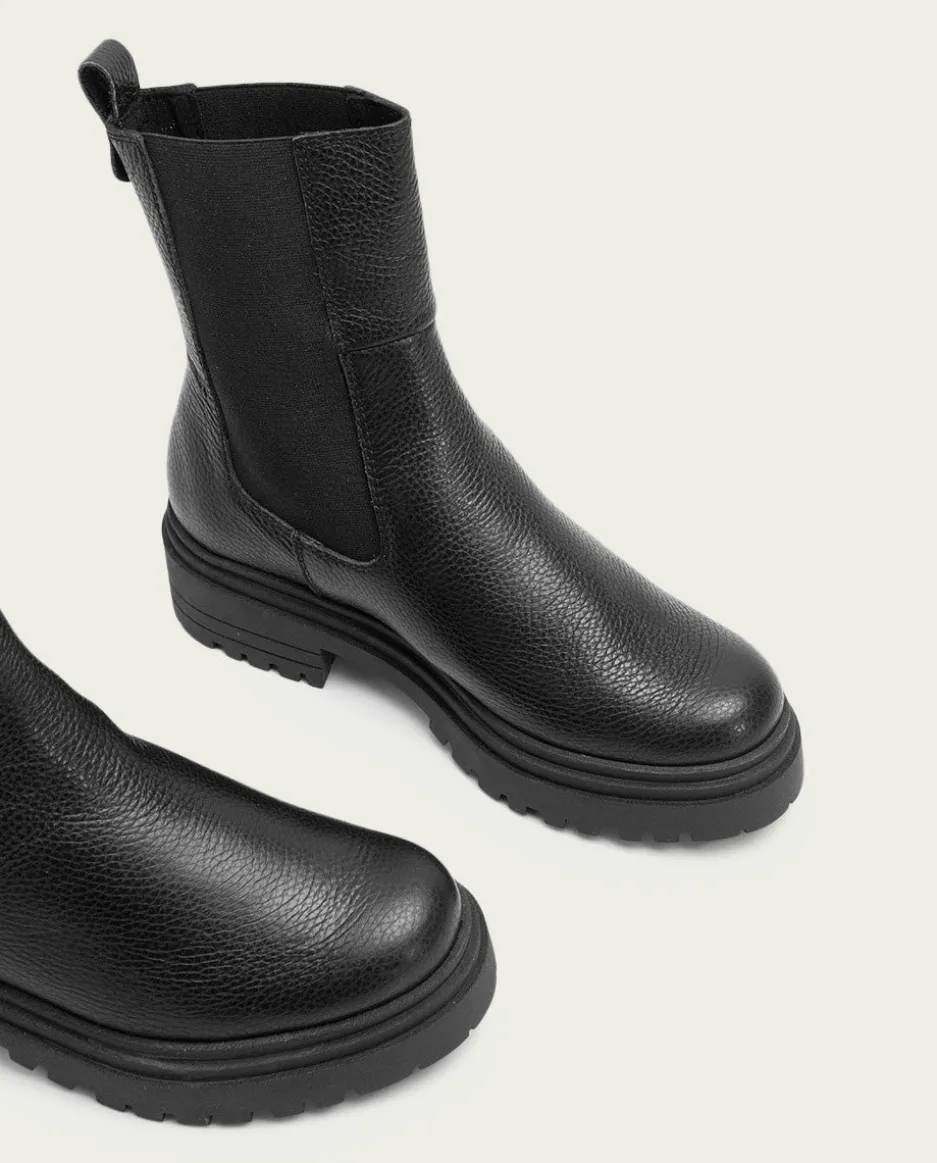 Botines Piel Negros Con Elasticos Shelby