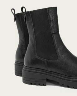 Botines Piel Negros Con Elasticos Shelby