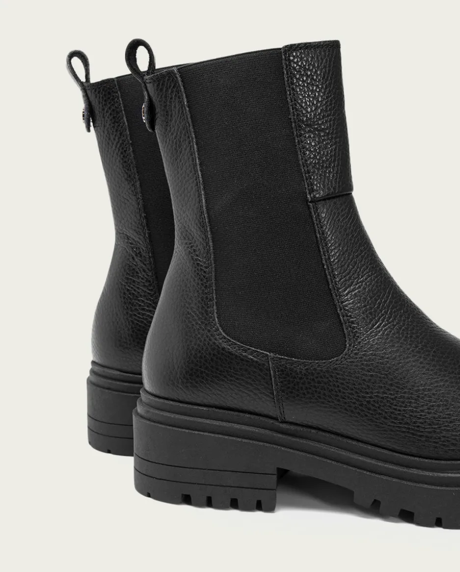 Botines Piel Negros Con Elasticos Shelby