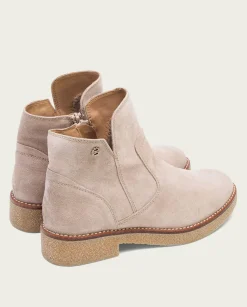 Botines Planos Arena Con Cremallera Valerie