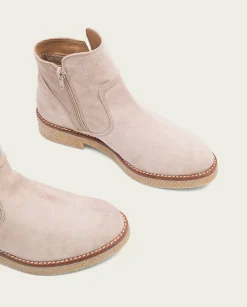 Botines Planos Arena Con Cremallera Valerie