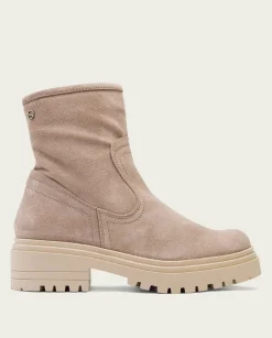 Botines Planos Arena Con Cremallera Sharon