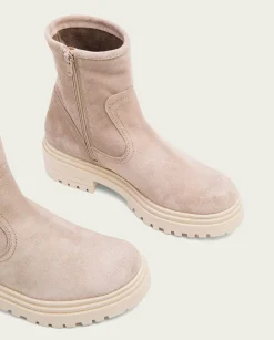 Botines Planos Arena Con Cremallera Sharon