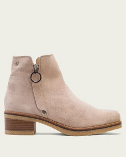 Botines Planos Arena Con Cremallera Poppy