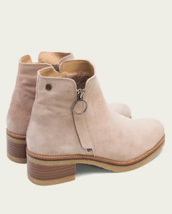 Botines Planos Arena Con Cremallera Poppy
