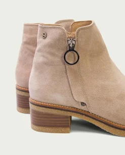Botines Planos Arena Con Cremallera Poppy