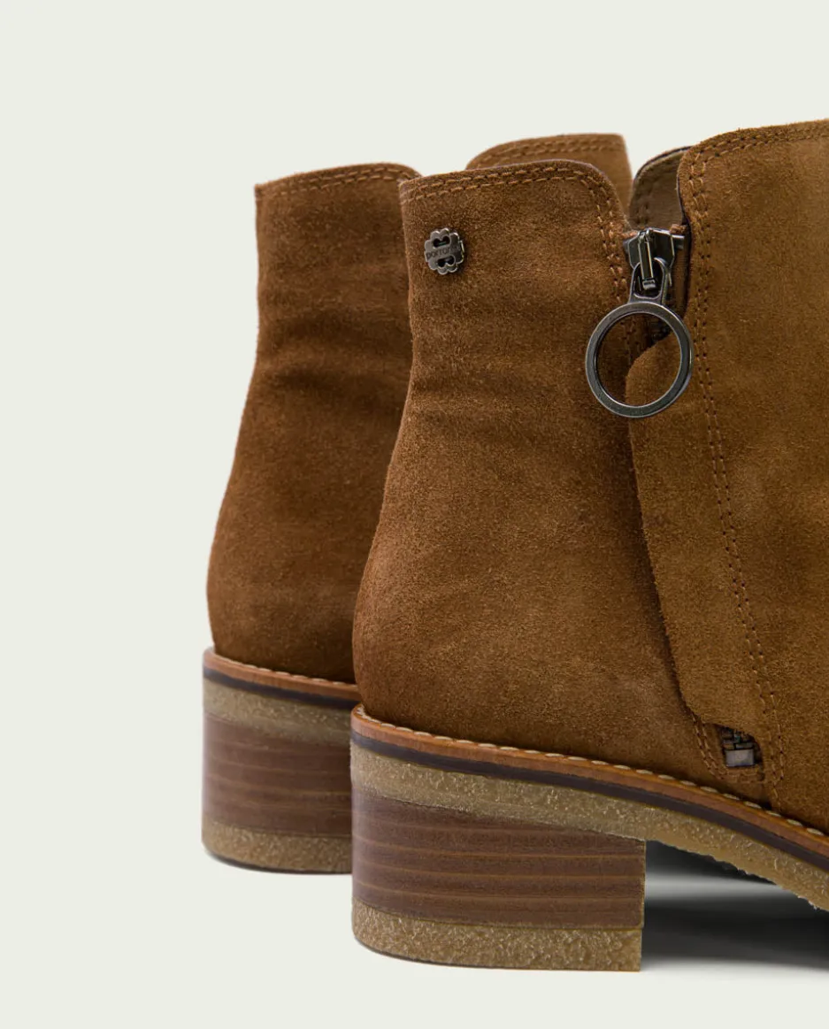 Botines Planos Cuero Con Cremallera Poppy