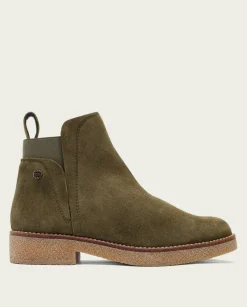 Botines Planos Kaki Con Elasticos Valentina