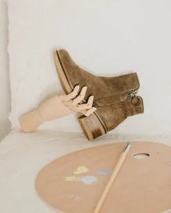 Botines Planos Moka Con Cremallera Poppy