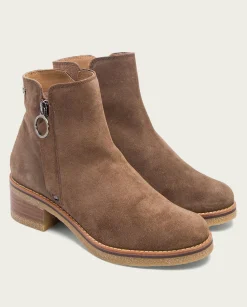 Botines Planos Moka Con Cremallera Poppy