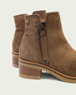 Botines Planos Moka Con Cremallera Poppy