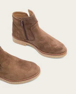 Botines Planos Moka Con Cremallera Valerie