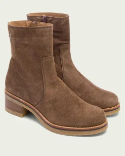 Botines Planos Moka Con Cremallera Palma