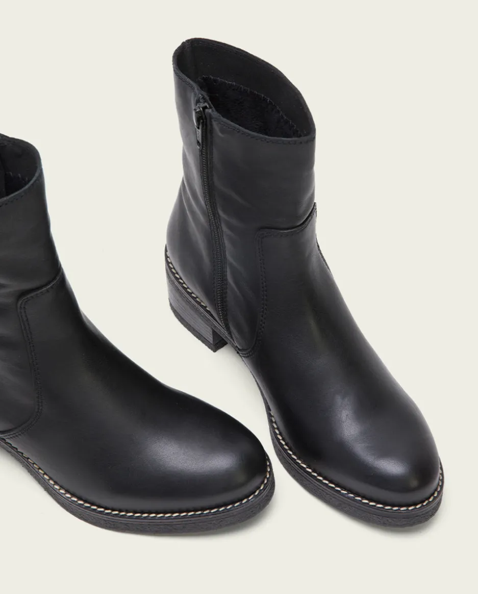 Botines Planos Negros Con Cremallera Pax