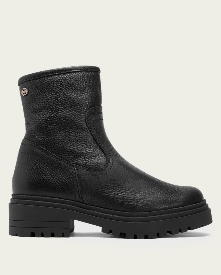 Botines Planos Negros Con Cremallera Shani