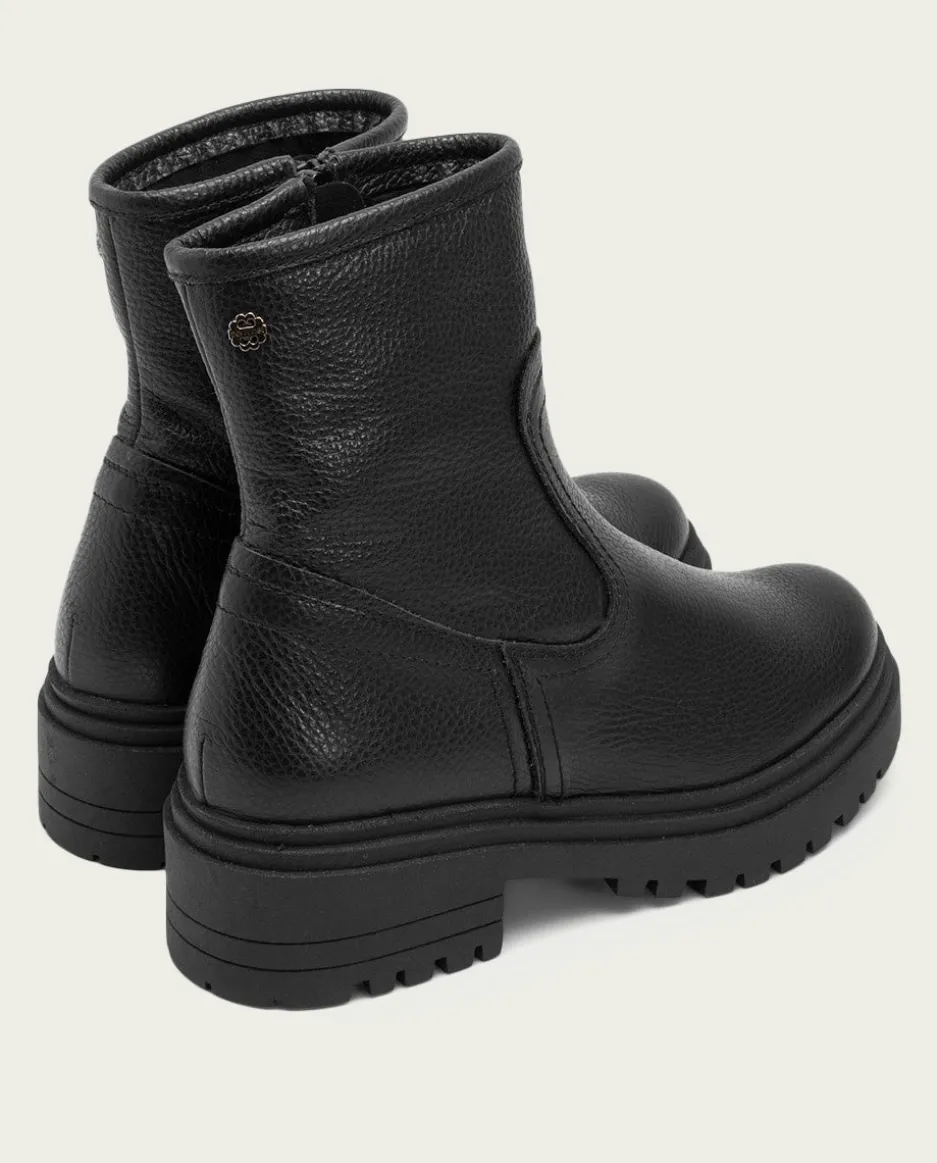 Botines Planos Negros Con Cremallera Shani