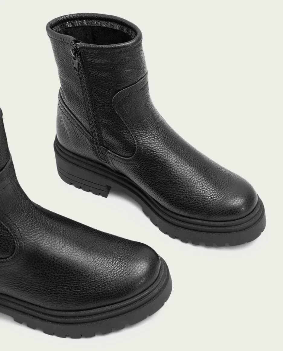Botines Planos Negros Con Cremallera Shani