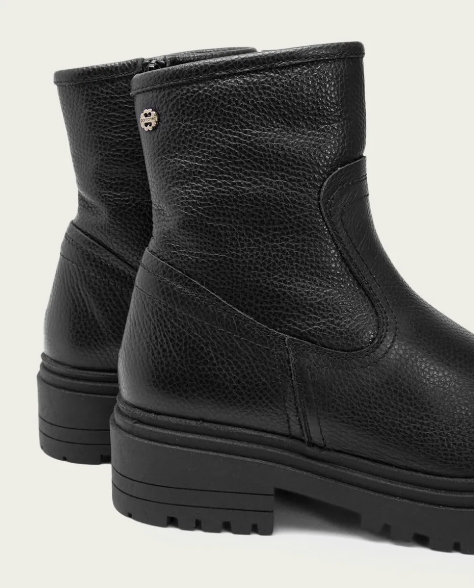 Botines Planos Negros Con Cremallera Shani