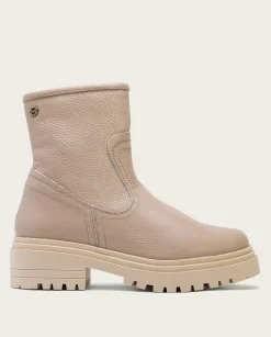Botines Planos Taupe Con Cremallera Shani