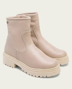 Botines Planos Taupe Con Cremallera Shani