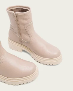 Botines Planos Taupe Con Cremallera Shani