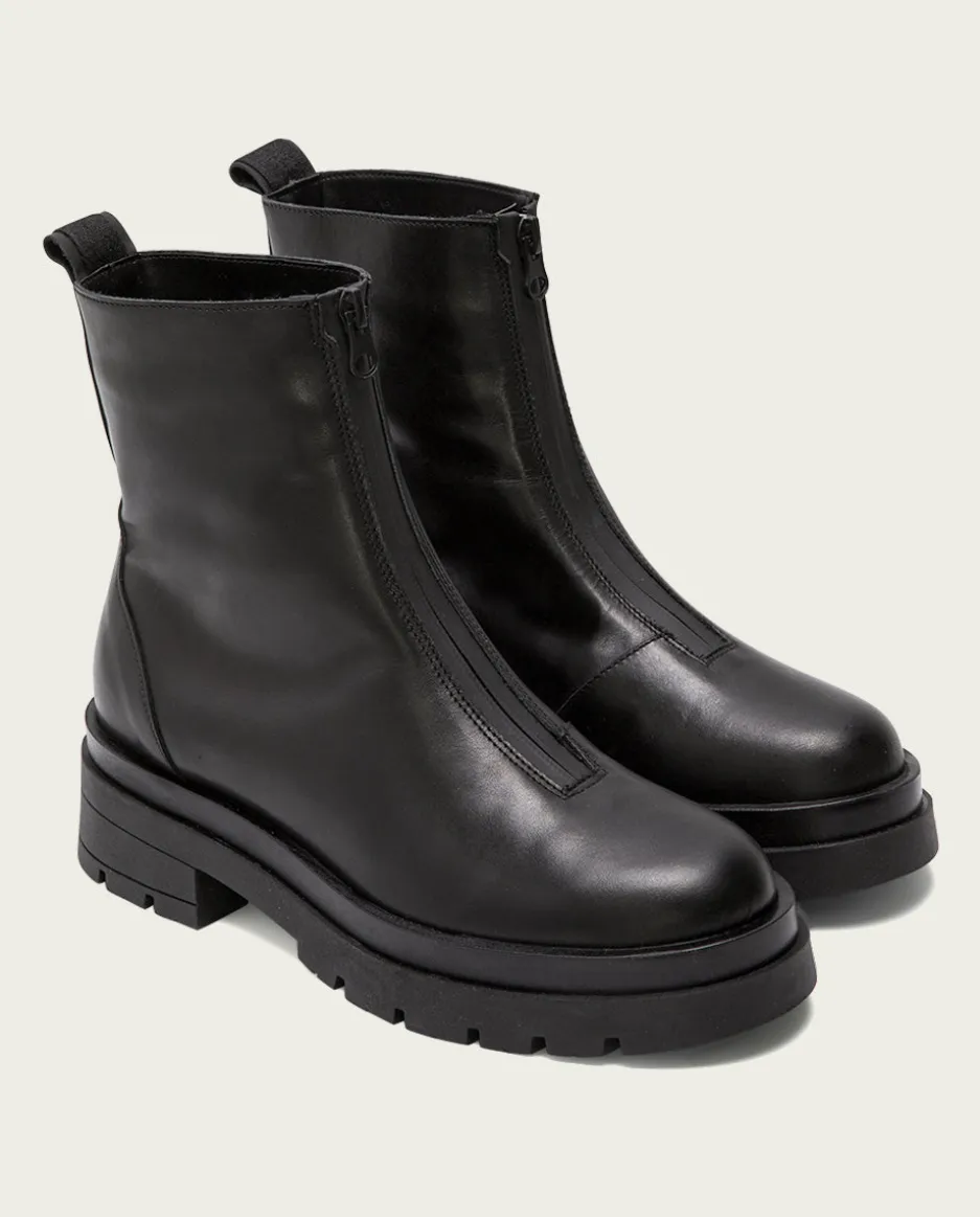 Botines Planos Track Negros Con Cremallera Denisse
