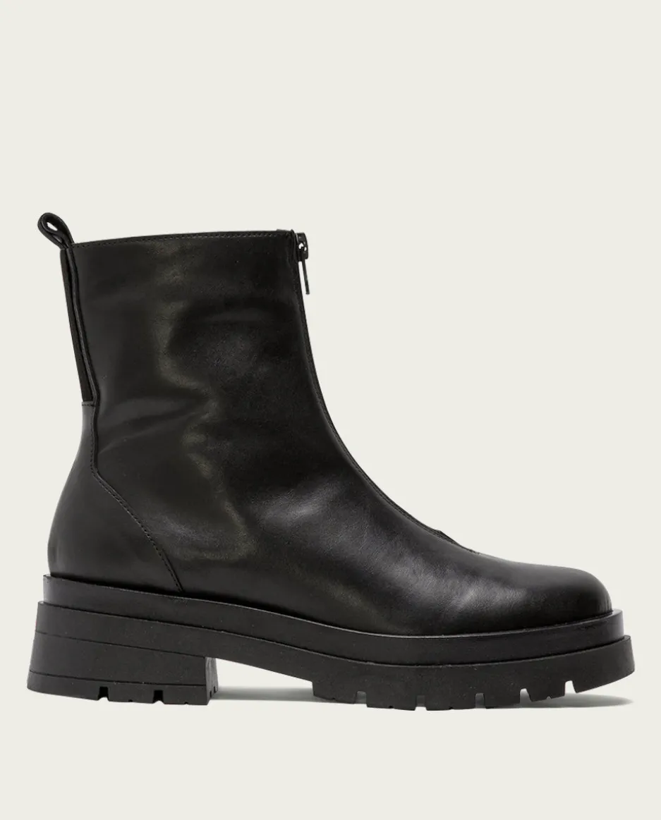 Botines Planos Track Negros Con Cremallera Denisse