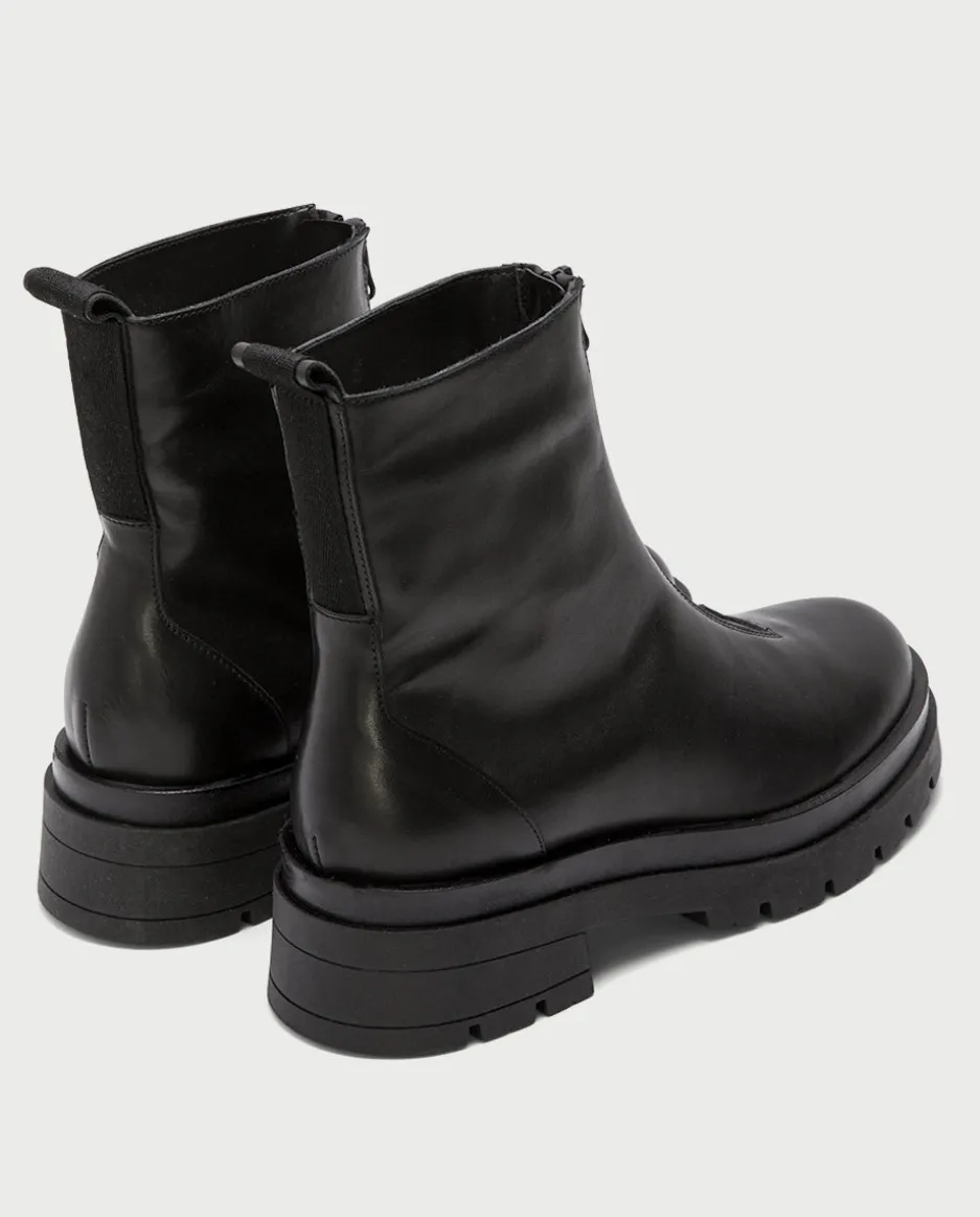 Botines Planos Track Negros Con Cremallera Denisse