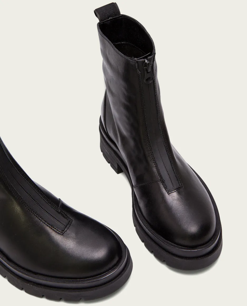 Botines Planos Track Negros Con Cremallera Denisse