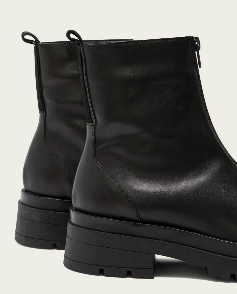 Botines Planos Track Negros Con Cremallera Denisse
