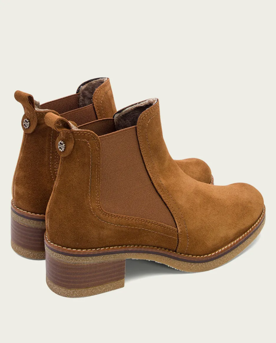 Botines Serraje Cuero Con Elasticos Pau