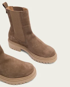 Botines Serraje Moka Con Elasticos Sibila