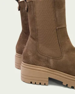 Botines Serraje Moka Con Elasticos Sibila