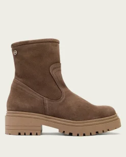 Botines Serraje Moka Con Cremallera Sharon