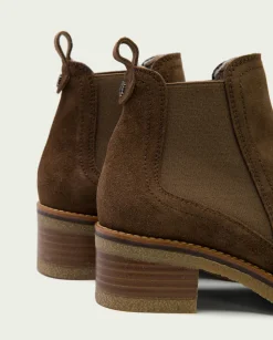 Botines Serraje Moka Con Elasticos Pau