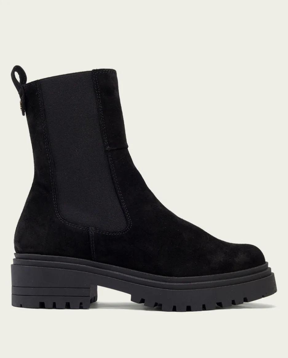 Botines Serraje Negros Con Elasticos Sibila