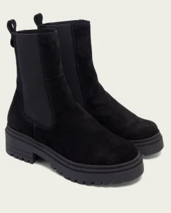 Botines Serraje Negros Con Elasticos Sibila