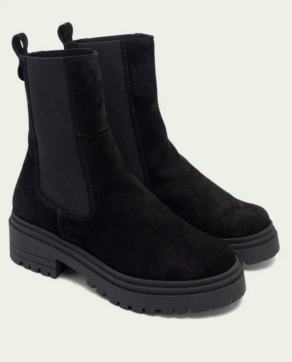Botines Serraje Negros Con Elasticos Sibila