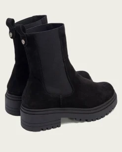 Botines Serraje Negros Con Elasticos Sibila