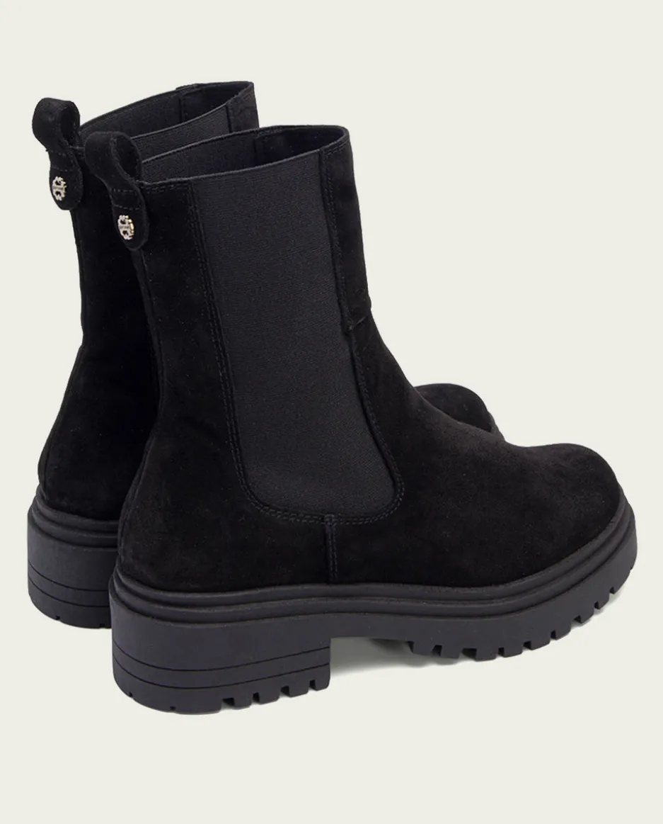 Botines Serraje Negros Con Elasticos Sibila
